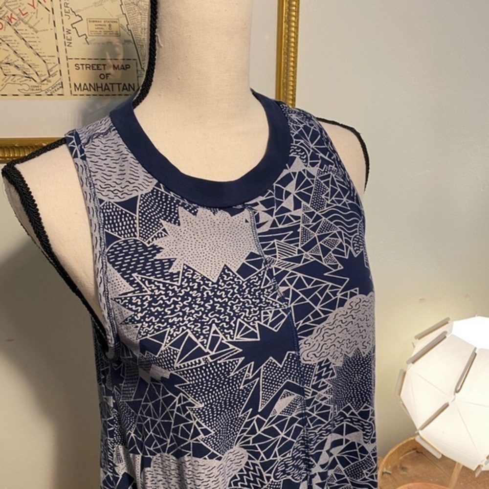 Brooklyn Industries Navy Print Sleeveless Summer Dress Size Medium - Picture 3 of 6